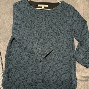 Loft Women's Blue Patterned Top